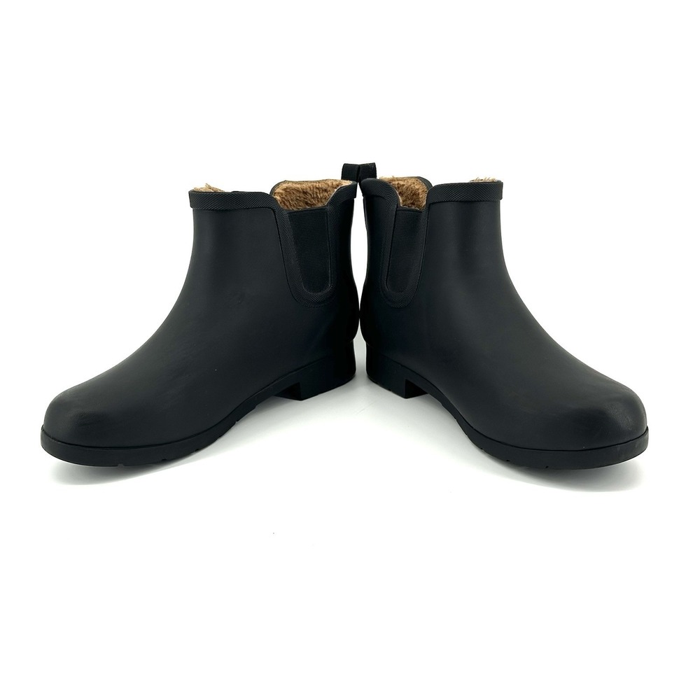 Chooka Rain Boots Womens 10 Chelsea Waterproof Black Fleece Lined Booties Rubber - Picture 8 of 10